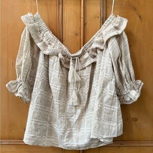 Stevie May Linen Cotton Blend Off-Shoulder Blouse - Cream